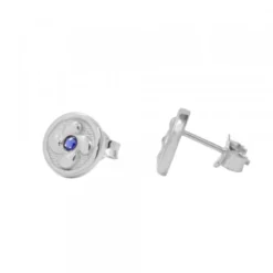 Pendientes Lauburu Plata y Circonita Azul 10mm
