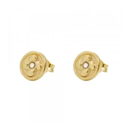 Pendientes Lauburu Redondos Plata Dorada Circonita 10mm