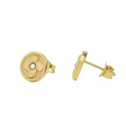 Pendientes Lauburu Redondos Plata Dorada Circonita 10mm