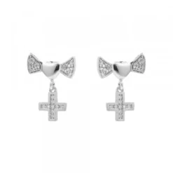 Pendientes Lazo y Cruz de Plata