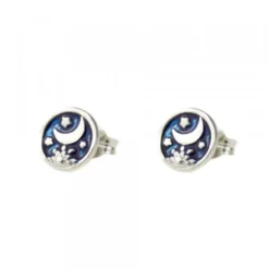 Pendientes Luna de Plata con Esmalte Azul