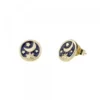Pendientes Luna de Plata Dorada con Esmalte Azul