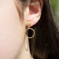 Pendientes Luna Llena Largos Plata Dorada