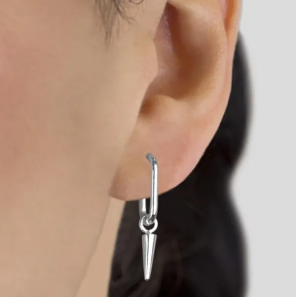Pendientes Medio Eslabón Punk Plata 15mm