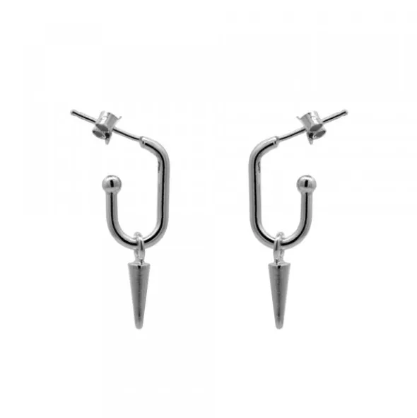 Pendientes Medio Eslabón Punk Plata Negra 15mm
