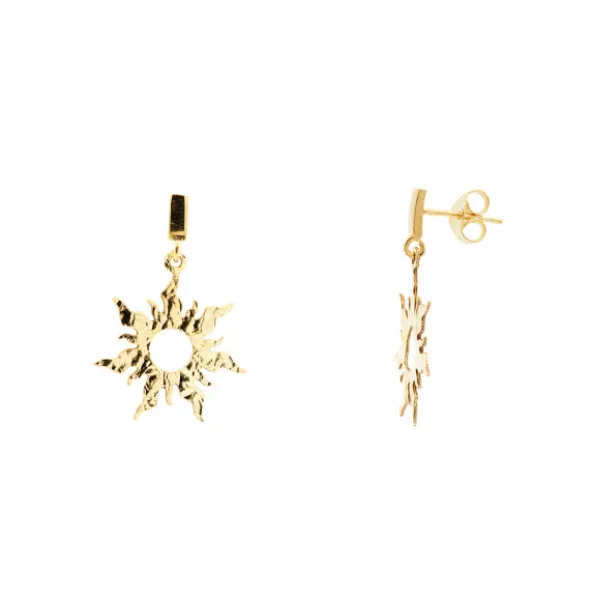 Pendientes Mountain Largos de Plata Dorada 20mm