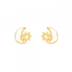 Pendientes Mountain Plata Dorada con Esmalte Blanco