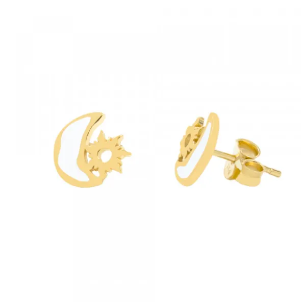 Pendientes Mountain Plata Dorada con Esmalte Blanco