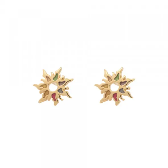 Pendientes Mountain Plata Dorada Multicolor