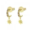 Pendientes Muka Plata Dorada y Circonitas Marrones