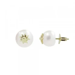 Pendientes Perla y Eguzkilore Dorado 7,5mm