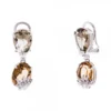 Pendientes Queen 3 Largos Plata y Cristales Marrones