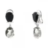 Pendientes Queen 3 Largos Plata y Cristales Negros