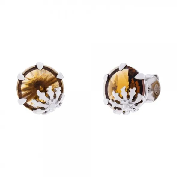 Pendientes Queen3 Plata y Cristal Citrino