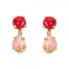 Pendientes Rania de Plata Dorada Piedras Rojas y Rosas