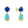Pendientes Rania Plata Dorada y Piedras Azules