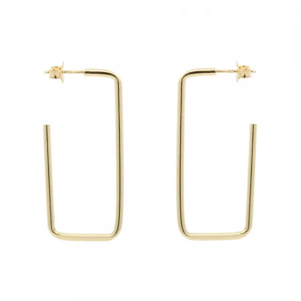 Pendientes Rectangulares Plata Dorada 40mm