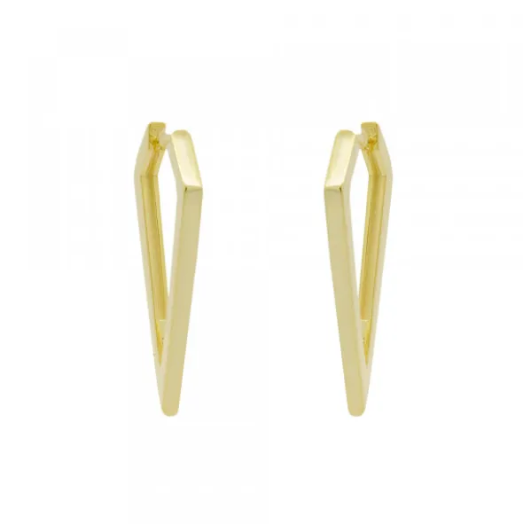 Pendientes Triangulares Plata Dorada 32mm