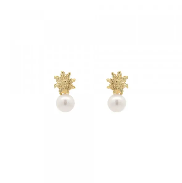 Pendientes Tú y Yo Plata Dorada y Perla 5mm