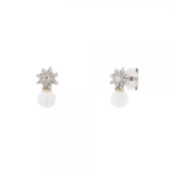 Pendientes Tú y Yo Plata y Perla 5mm