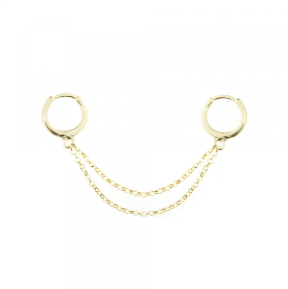 Piercing Cadena Doble Cripa Plata Dorada