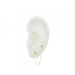 Piercing Cadena Plata Dorada y Circonita