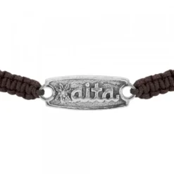 Pulsera Aita Marrón Plata Acabado Rústico