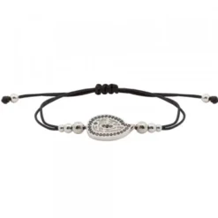 Pulsera Almendra Plata y Circonitas Negras