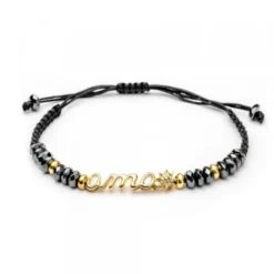 Pulsera Ama Plata Dorada con Hematites