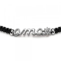 Pulsera Ama Plata Macramé Negro