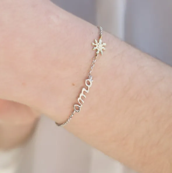 Pulsera Ama Plata y Eguzkilore Dorado