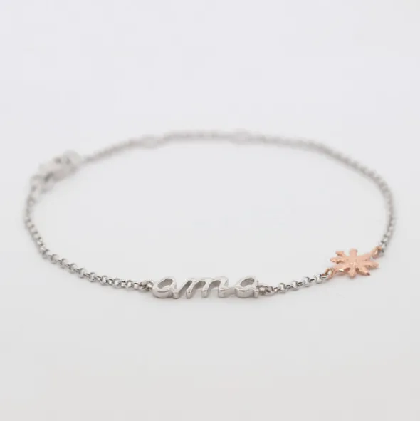 Pulsera Ama Plata y Eguzkilore Rosa