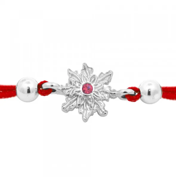 Pulsera Basic Colors Hilo Rojo Plata y Circonita Roja