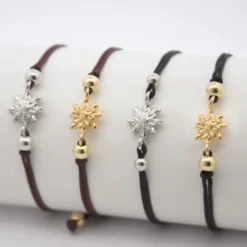 Pulsera Basic Negra Eguzkilore Plata Dorada
