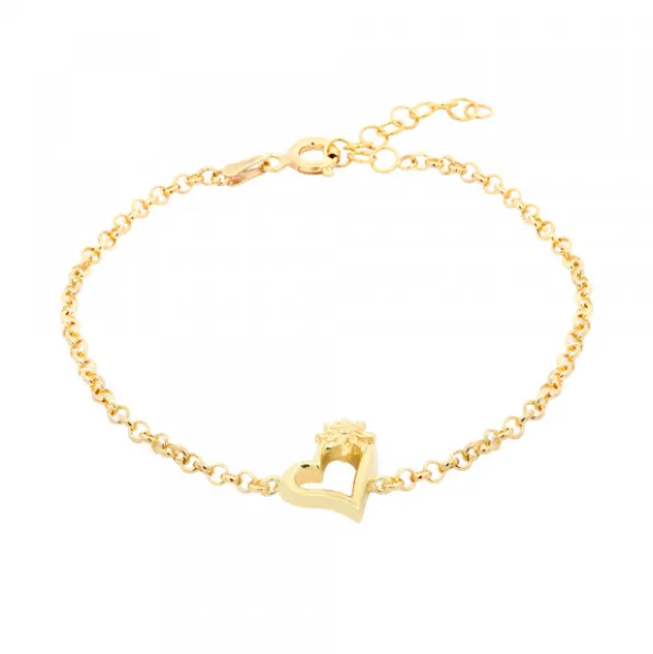 Pulsera Bihotza Plata Dorada