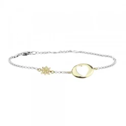 Pulsera Chapa Corazón Calado y Eguzkilore Plata Dorada