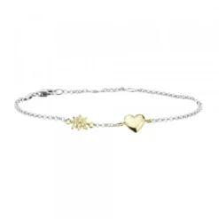 Pulsera Corazón y Eguzkilore de Plata Dorada
