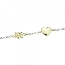 Pulsera Corazón y Eguzkilore de Plata Dorada