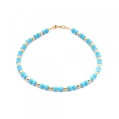 Pulsera de Cuentas Turquesa y Dorado