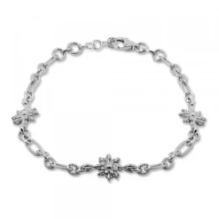Pulsera de Plata con 3 Eguzkilore y Eslabones Grafilada