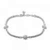 Pulsera de Plata con 3 Eguzkilore Rosas y Eslabones Grafilados