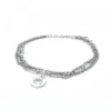 Pulsera Eguzkilore Cadena Eslabones Plata Triple