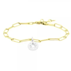 Pulsera Eguzkilore Eslabones Martelé Plata Dorada
