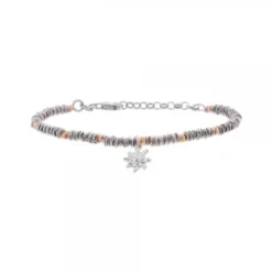 Pulsera Eguzkilore Mallina Facetada Plata y Rosa