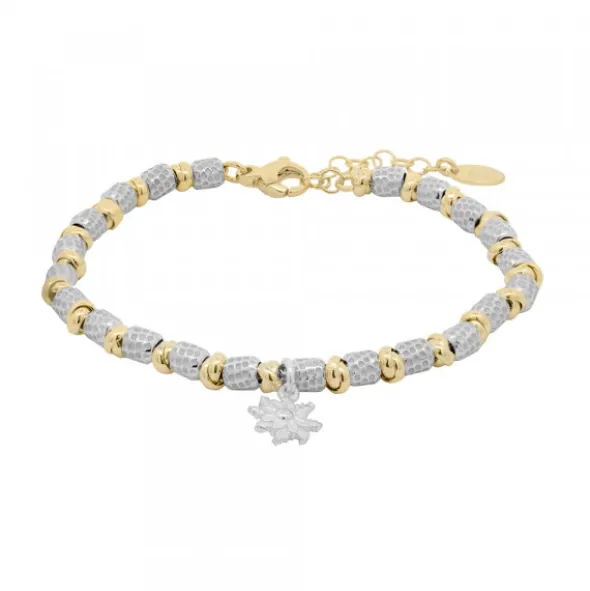 Pulsera Eguzkilore Martelé Plata Bicolor