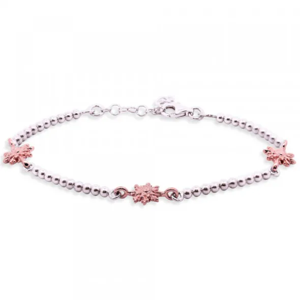 Pulsera Eguzkilore Plata Rosa con Bolitas de Plata