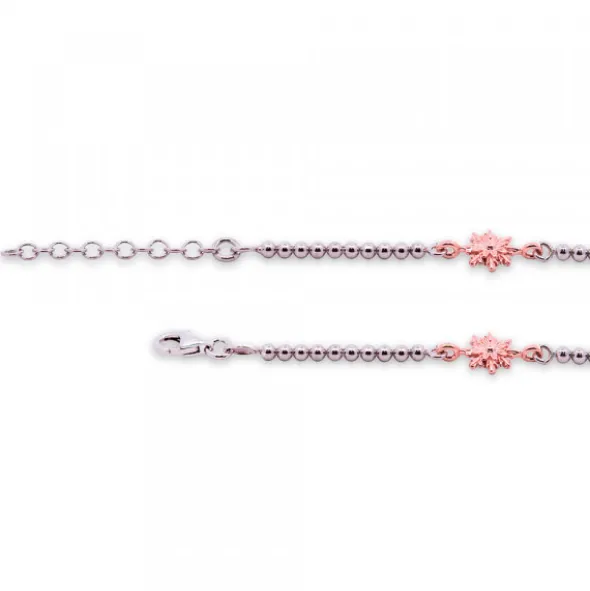 Pulsera Eguzkilore Plata Rosa con Bolitas de Plata