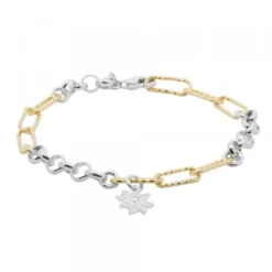 Pulsera Eslabones de Plata Bicolor y Eguzkilore Plata