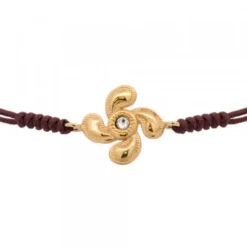 Pulsera Lauburu Berria Plata Dorada y Circonita
