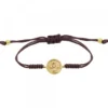 Pulsera Lauburu Redondo Plata Dorada y Circonita Marrón